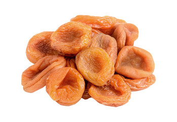 Pile of dried apricots isolated on transparent background