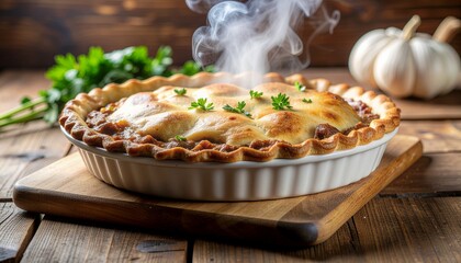 Warm Savory Pie A Delicious and Hearty Treat with Fresh Herbs