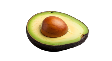 Fresh avocado fruit nutrition healthy food diet vegan vegetarian ingredient delicious half seed green on transparent background