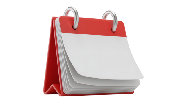 Classic red desk calendar mockup to schedule meetings and important events