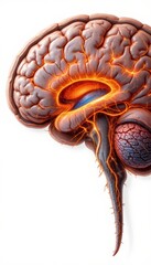 Fototapeta premium Human Brain Anatomy with Glowing Highlight