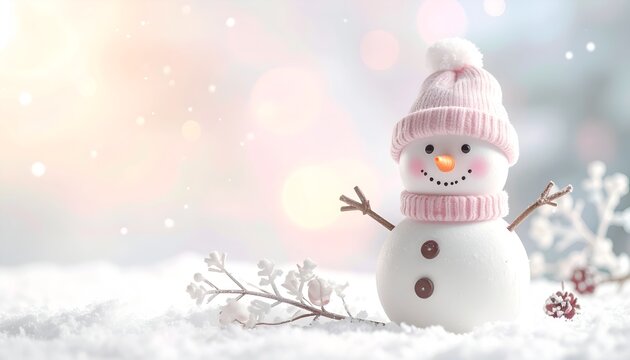 snowman on the snow - Powered by Adobe