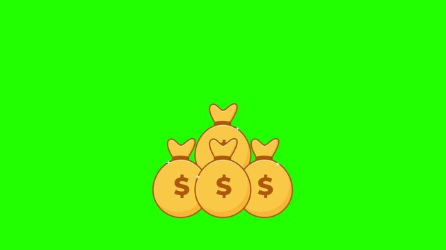 Money Bag Animation Green Screen Financial Profit or Earning Effect