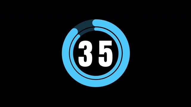 40 Sec Vivid Blue Progress Circle Countdown - High Contrast