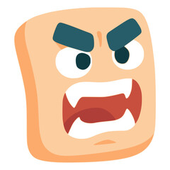 talking cartoon emoji square funny flat color vector illustration template design