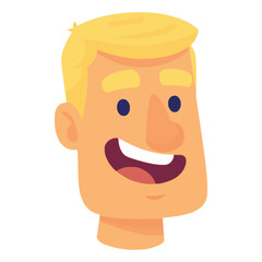 Young blond man smile face avatar profile flat color vector illustration template design