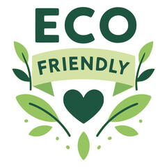 Eco friendly label tag badge sticker flat color vector illustration template design