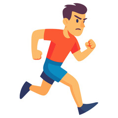 Young male running exercise healthy flat color vector illustration template design
