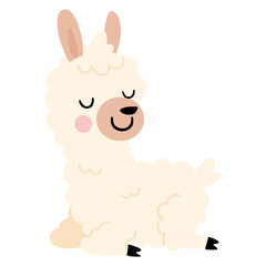 Cute sleeping baby llama animal flat color vector illustration template design
