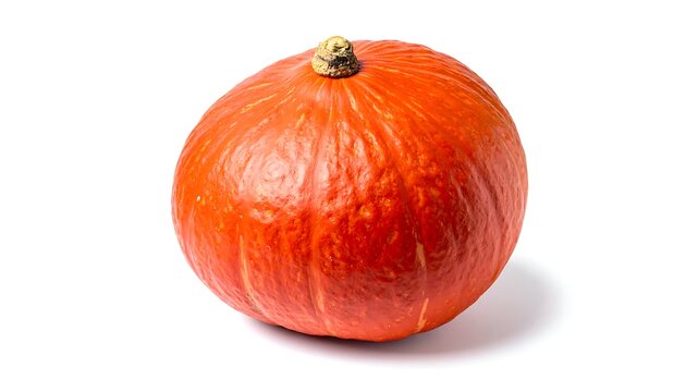 A vibrant, round, orange squash isolated on a white background