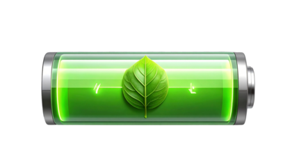 Green battery charging symbol isolated on transparent background