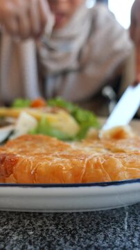 Delicious turkish kunafe served at local restaurant in the afternoon
