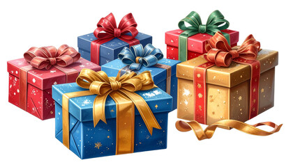 Colorful gift box set isolated on transparent background