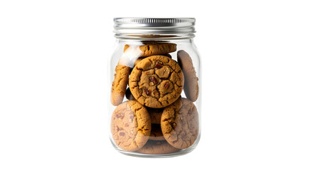 Jar of homemade cookies isolated on transparent background, a sweet treat for all