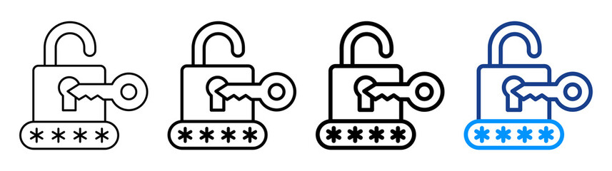 Password Key Icon Different Style Outline Collection Set