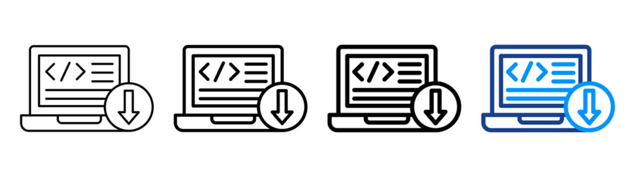 Low Code Icon Different Style Outline Collection Set