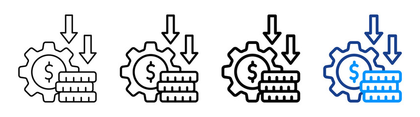 Reduce Cost Icon Different Style Outline Collection Set