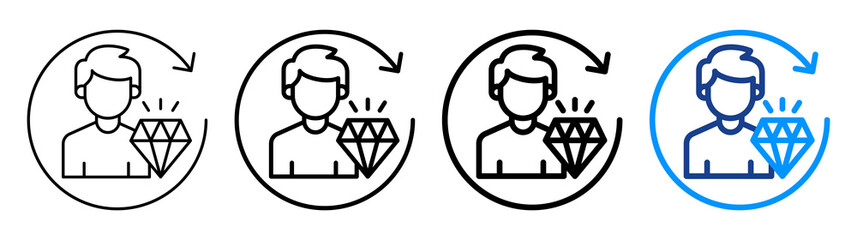 Customer Lifetime Value Icon Different Style Outline Collection Set