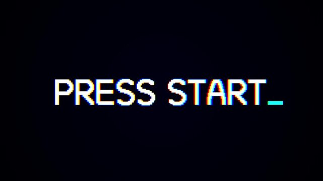 Press Start Digital Glitch Text Animation with RGB Split Effect Chromatic Aberrations
