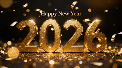 Celebrate New Year 2026 with sparkling golden decorations and joyful vibes in festive imagery