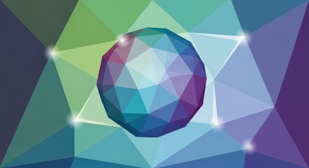 Abstract Geometric Sphere with Polygonal Background and Light Effects