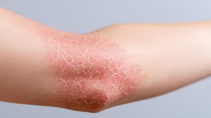 Fototapeta premium Close-Up of Dry, Flaky Skin on Elbow Indicating Skin Condition