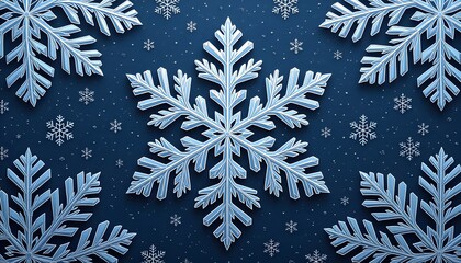 Create a magical winter vibe with stunning snowflakes on a rich blue background, perfect for holiday greetings and festive designs that capture the beauty of snow