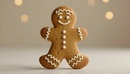 Festive gingerbread man cookie with charming icing details for holiday celebrations and cheerful baking projects, conveying warmth and delicious tradition