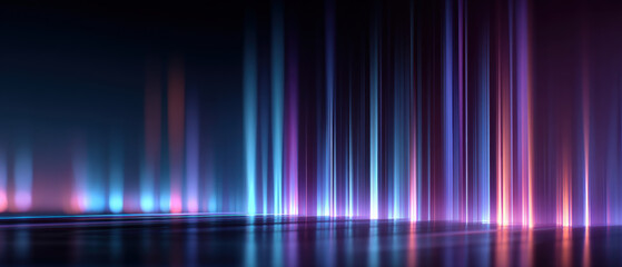Fototapeta premium Neon blue and purple glowing stripes in abstract futuristic background