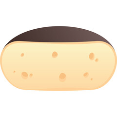 Simple Cartoon Chocolate Eclair Pastry Isolated on Transparent Background with Creamy Filling and Dark Chocolate Glaze