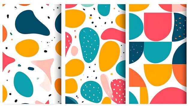 A set of colorful, abstract patterns with various organic shapes