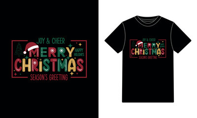 Joy & Cheer Merry Christmas Happy Holidays Season's Greeting T-shirt Design