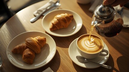 Morning Bliss Croissants and Coffee in the Sunlight