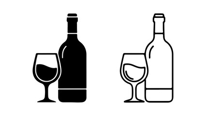 Wine bottle and glass with transparent background