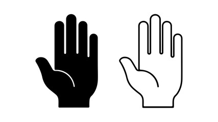 Hand icons with outline and solid fill with transparent background