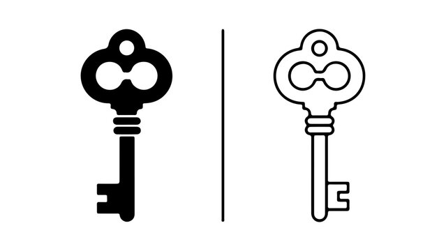 Antique key with transparent background