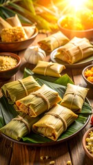 Wrapped food on table