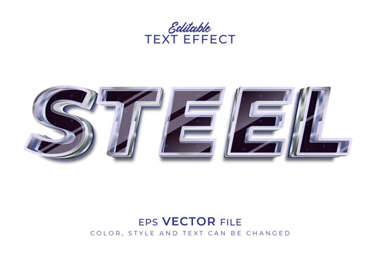 Steel Vector Text Effect with Glossy Metallic Finish