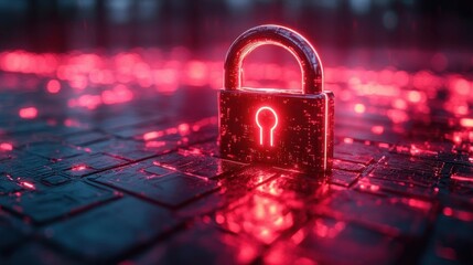 Cybersecurity Lock - Digital Protection in a High-Tech Environment.