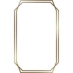Elegant Octagonal Gold Frame Decorative Border Geometric Outline on Transparent Background Minimalist Style Graphic Element