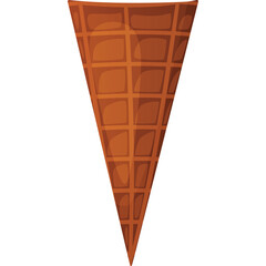 Empty Brown Waffle Ice Cream Cone with a Transparent Background for Summer Desserts and Treats