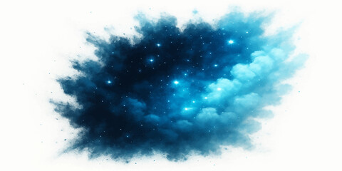 An abstract watercolor background in shades of blue and white, reminiscent of a fluffy summer cloudscape in the clear sky