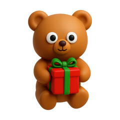 Fototapeta premium PNG Cute bear holding gift
