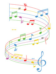 Music Tone and Colorful Staff, abstract rainbow music notes