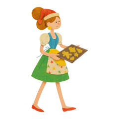 Naklejka premium PNG Festive baking woman illustration