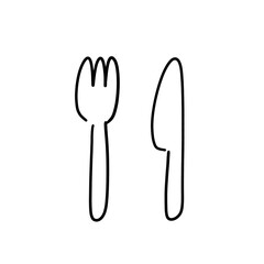 シンプルなフォークとナイフの線画イラスト