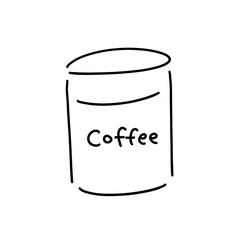 シンプルなコーヒーキャニスターの線画イラスト