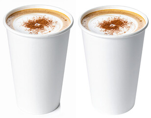Hot coffee cappuccino in a takeaway paper togo cup, isolated PNG
