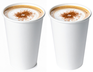Hot coffee cappuccino in a takeaway paper togo cup, isolated PNG