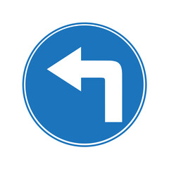 Turn Left Ahead Icon Blue